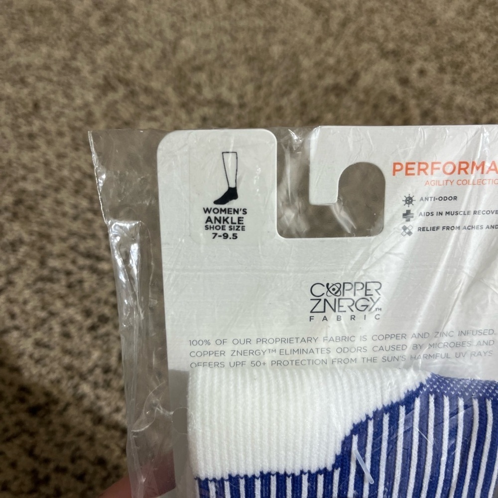 White and Blue Women’s Copper Socks - Picture 4 of 6